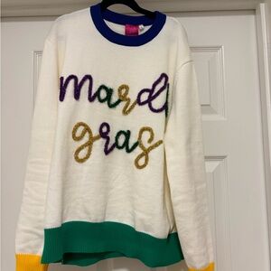 QUEEN OF SPARKLES Mardi Gras Sweater with Colorful Accents